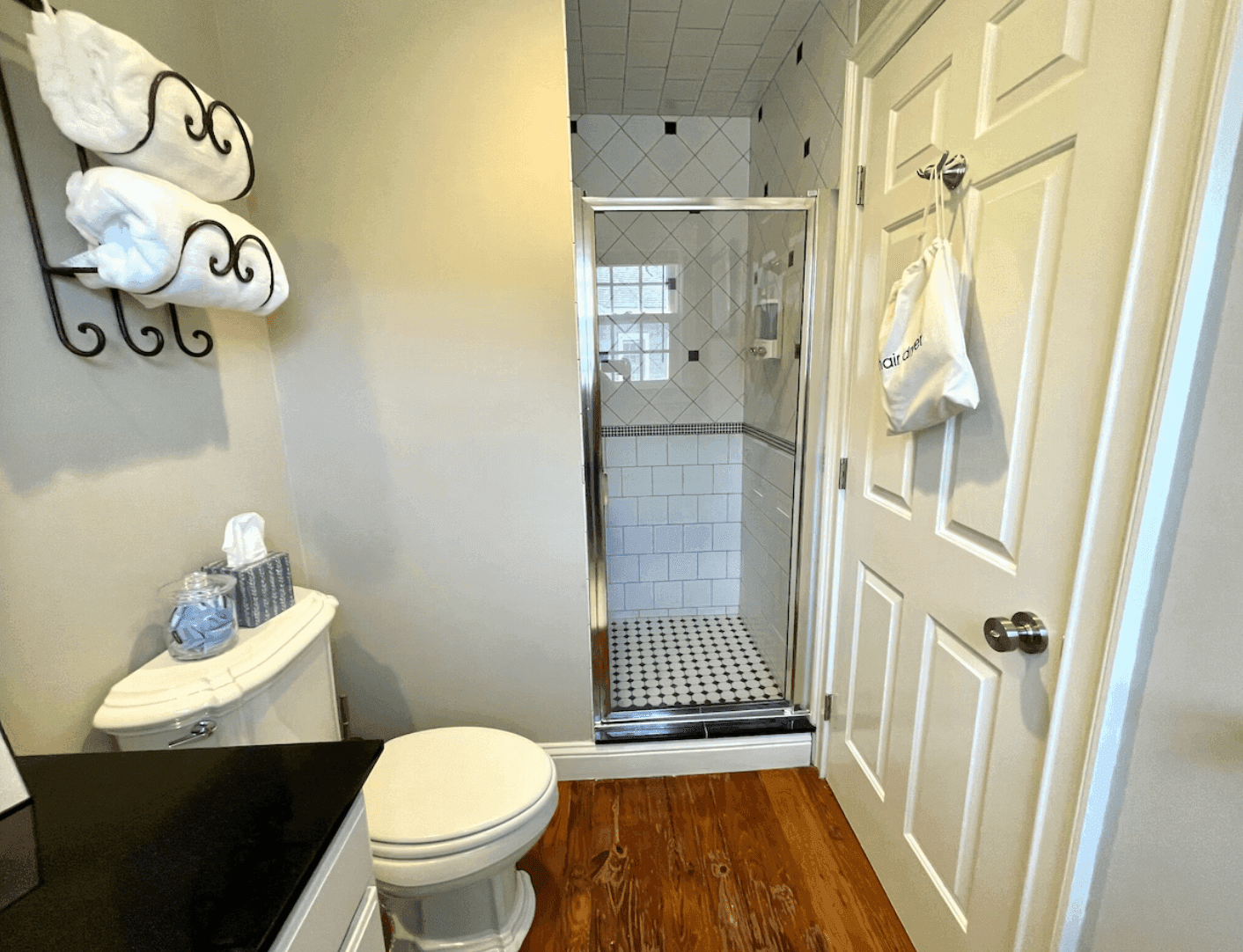 Bathroom with a walk-in glass shower